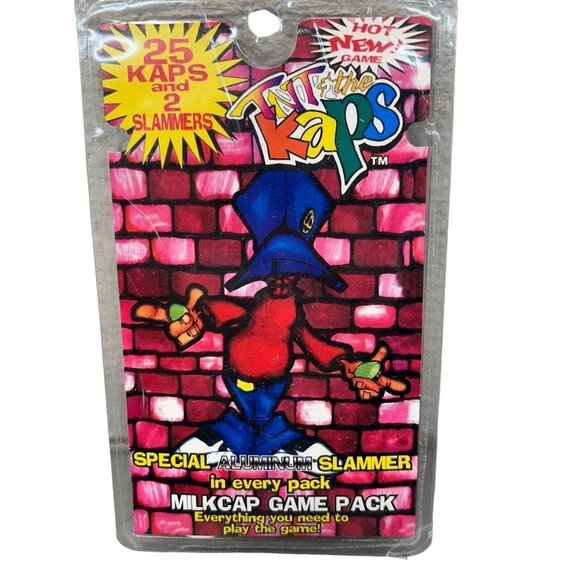 The Kaps Other - VTG 1995 Retro The TNT Kaps Pogs Game Pack 25 Kaps & 2 Slammers Aluminum Slammer